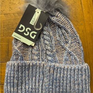 DSG Girls Blue Knit Beanie with Pom